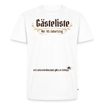60 Geburtstag Jäger Gästeliste - Männer Premium Bio T-Shirt - Weiß - Vorne - Nico (187cm)
