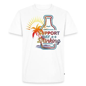 Support Day Drinking. Celebrations, refreshment, palm trees, - Men's Premium Organic T-Shirt - white - Front - Nico (187cm)