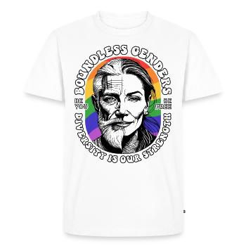 T-shirt de la fierté LGBTQIA+ : l’unité dans la diversité - T-shirt Premium bio Homme - blanc - Devant - Nico (187cm)