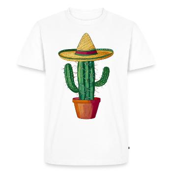 Cactus avec sombrero - T-shirt Premium bio Homme - blanc - Devant - Nico (187cm)