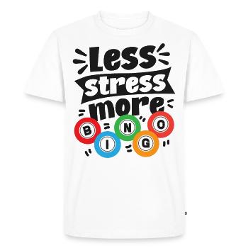 Joueur de bingo Moins de stress Plus - T-shirt Premium bio Homme - blanc - Devant - Nico (187cm)