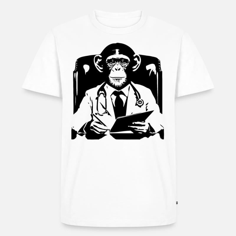 Affen Doktor - Männer Premium Bio T-Shirt - Weiß