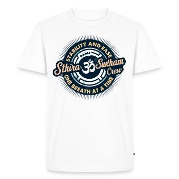 Sthira-Sukham Asanam / Yoga Shirt - Men's Premium Organic T-Shirt - white - Front - Nico (187cm)