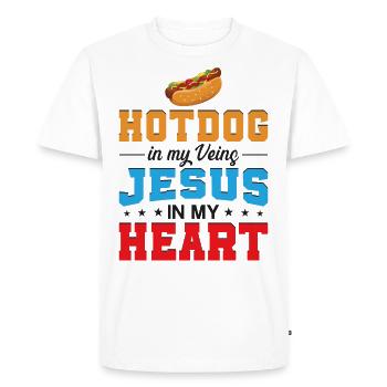Hot Dog Adult Jesus Faith - Men's Premium Organic T-Shirt - white - Front - Nico (187cm)