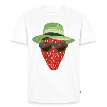 Strawberry with sunglasses and sun hat - Men's Premium Organic T-Shirt - white - Front - Nico (187cm)