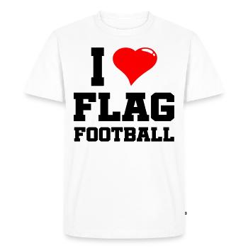 J’adore Flag Football I ❤️ Flag Football - T-shirt Premium bio Homme - blanc - Devant - Nico (187cm)