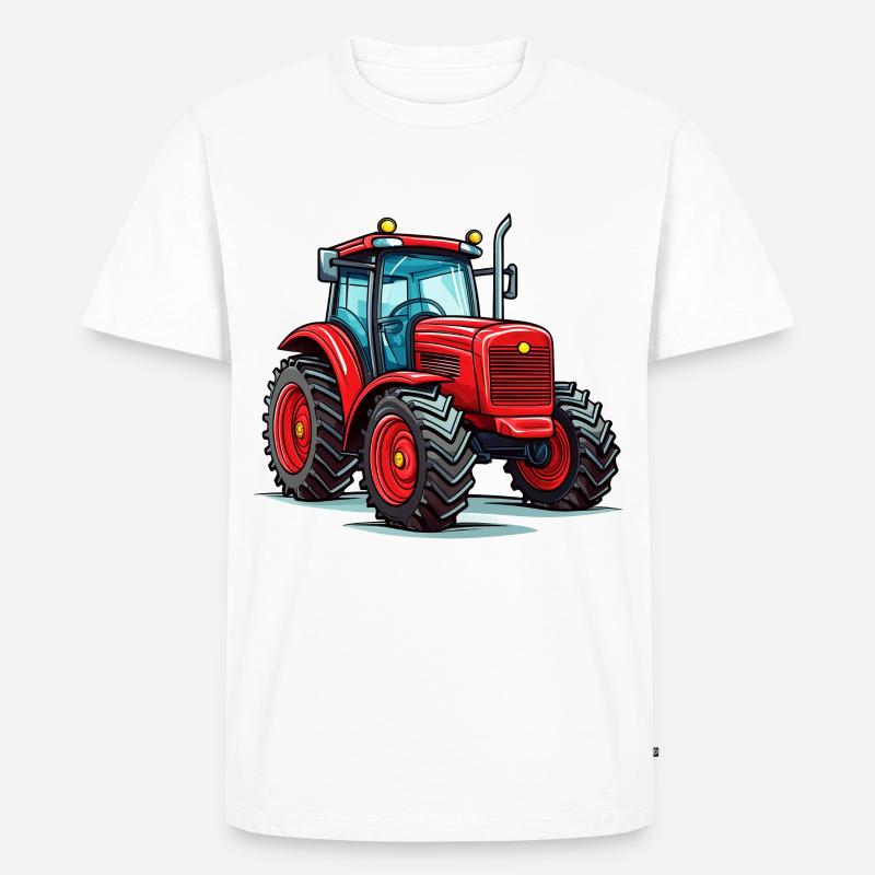 Roter Traktor - Männer Premium Bio T-Shirt - Weiß