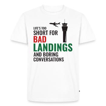 Contrôleur de la circulation aérienne ATC Aviation Humour Avion - T-shirt Premium bio Homme - blanc - Devant - Nico (187cm)