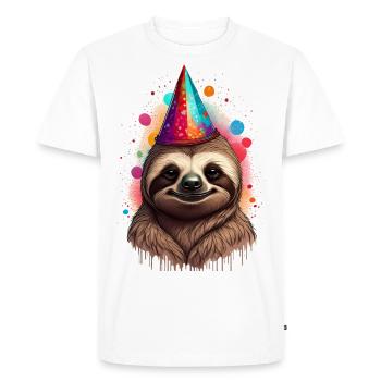 Paresseux avec chapeau de fête - T-shirt Premium bio Homme - blanc - Devant - Nico (187cm)