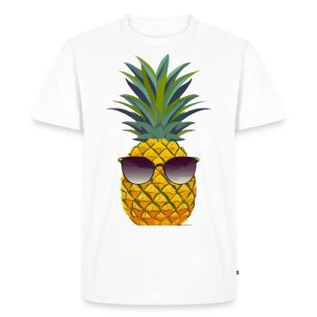 Pineapple with sunglasses - Men's Premium Organic T-Shirt - white - Front - Nico (187cm)