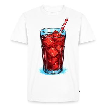Glass of cola with ice cubes - Men's Premium Organic T-Shirt - white - Front - Nico (187cm)