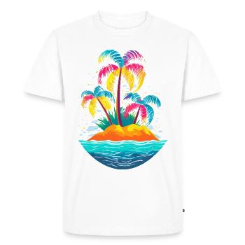 Île colorée avec des palmiers dans la mer - T-shirt Premium bio Homme - blanc - Devant - Nico (187cm)