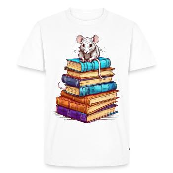 Topo di biblioteca - Maglietta ecologica premium da uomo - bianco - Fronte - Nico (187cm)