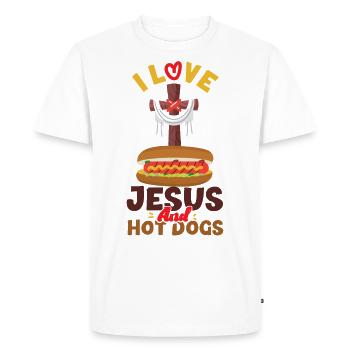 Hot Dog Adult Jesus Faith - Men's Premium Organic T-Shirt - white - Front - Nico (187cm)