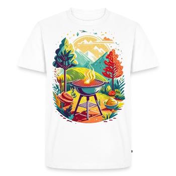 Illustration d’un barbecue dans la nature - T-shirt Premium bio Homme - blanc - Devant - Nico (187cm)