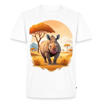 Rhinocéros dans la savane - T-shirt Premium bio Homme - blanc - Devant - Nico (187cm)