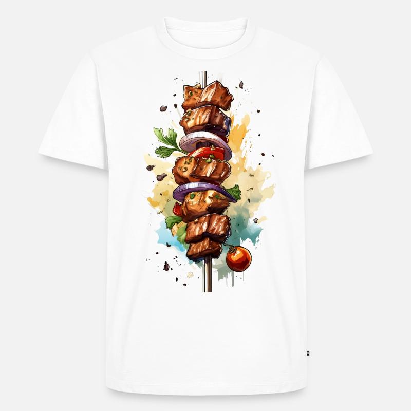 Fleisch Spieß beim Grillen - Männer Premium Bio T-Shirt - Weiß