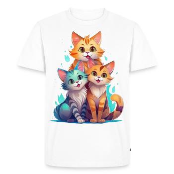 Trois chats mignons et joueurs - T-shirt Premium bio Homme - blanc - Devant - Nico (187cm)