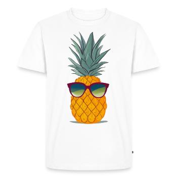Pineapple with sunglasses - Men's Premium Organic T-Shirt - white - Front - Nico (187cm)