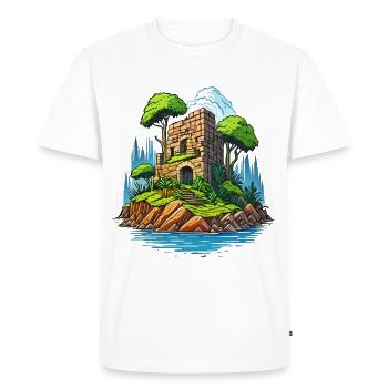 Ruin on a desert island - Men's Premium Organic T-Shirt - white - Front - Nico (187cm)