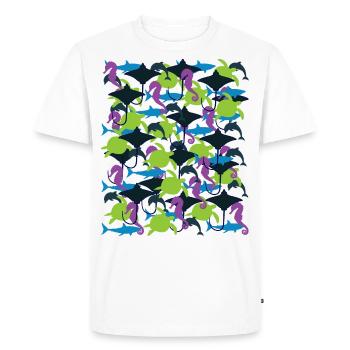 Ocean Camouflage – marine life in camouflage style - Men's Premium Organic T-Shirt - white - Front - Nico (187cm)