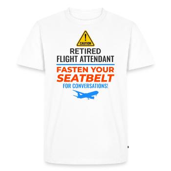 Hôtesse de l’air à la retraite - T-shirt Premium bio Homme - blanc - Devant - Nico (187cm)