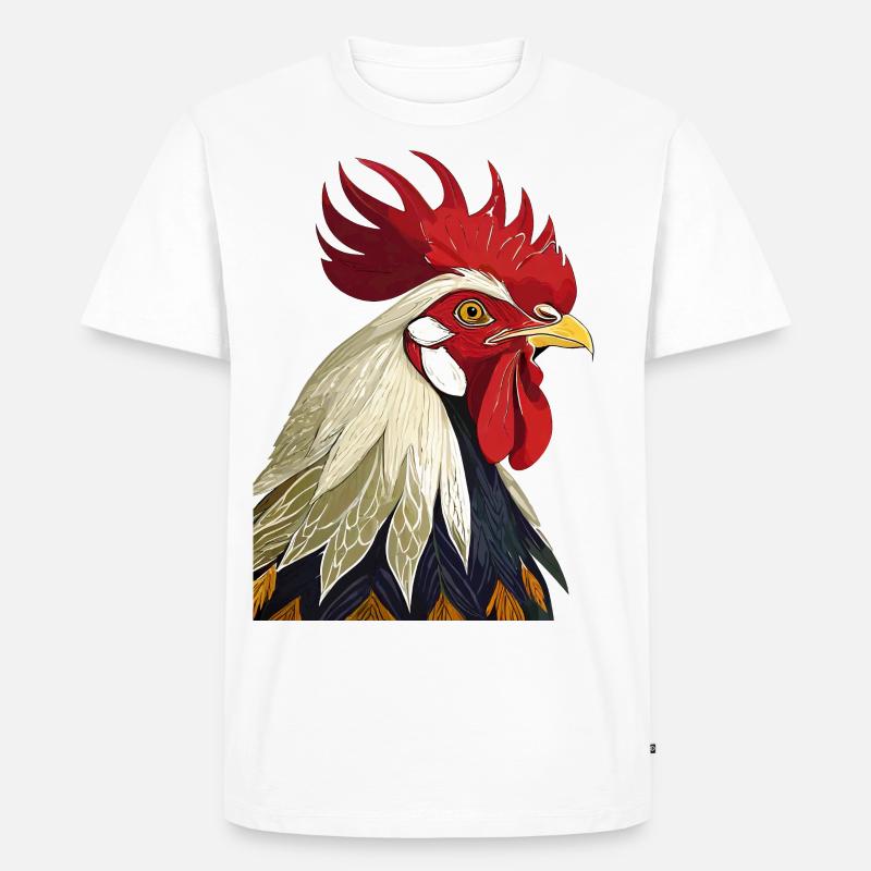 Hahn - Männer Premium Bio T-Shirt - Weiß