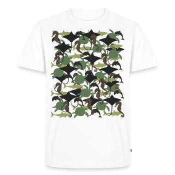 Ocean Camouflage – marine life in camouflage style - Men's Premium Organic T-Shirt - white - Front - Nico (187cm)