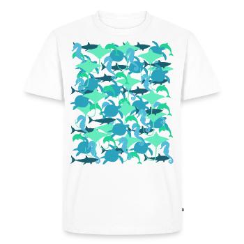 Ocean Camouflage – marine life in camouflage style - Men's Premium Organic T-Shirt - white - Front - Nico (187cm)