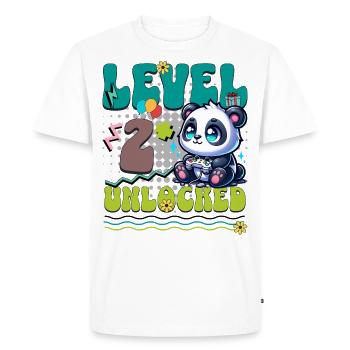 2nd Birthday Level Unlocked Gaming Panda - Men's Premium Organic T-Shirt - white - Front - Nico (187cm)