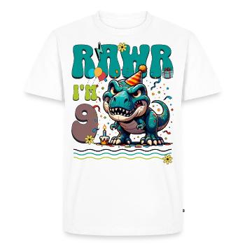 9th Birthday Rawr T Rex Dinosaur - Men's Premium Organic T-Shirt - white - Front - Nico (187cm)