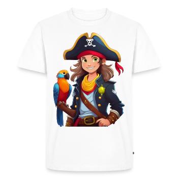 Cute Female Pirate with Parrot (Female Pirate) - Men's Premium Organic T-Shirt - white - Front - Nico (187cm)