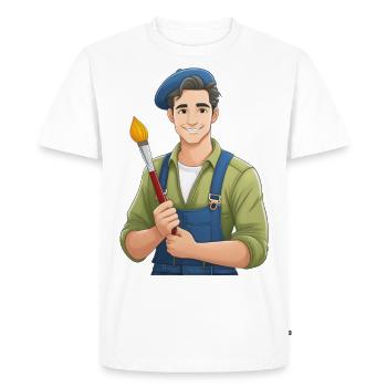 Artist with brush - Men's Premium Organic T-Shirt - white - Front - Nico (187cm)