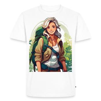 Woman wanders into adventure - Men's Premium Organic T-Shirt - white - Front - Nico (187cm)
