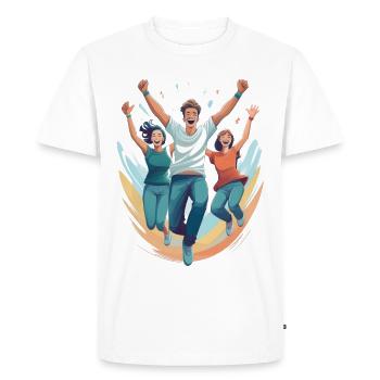 Jumping for joy - Men's Premium Organic T-Shirt - white - Front - Nico (187cm)