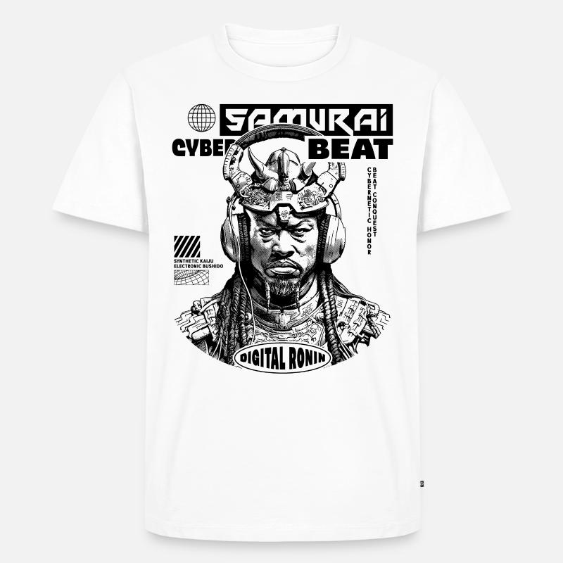 Tech Samurai Sci-Fi Shirt - Männer Premium Bio T-Shirt - Weiß