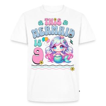 Mermaid 9th Birthday Girl Kids - Men's Premium Organic T-Shirt - white - Front - Nico (187cm)