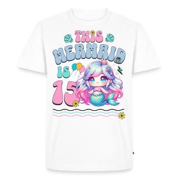 Sirène 15e anniversaire fille enfants - T-shirt Premium bio Homme - blanc - Devant - Nico (187cm)