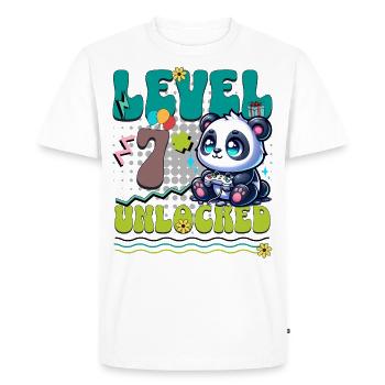 7th Birthday Level Unlocked Gaming Panda - Men's Premium Organic T-Shirt - white - Front - Nico (187cm)