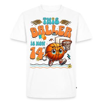 Basketball 14e anniversaire Fête d’anniversaire des enfants - T-shirt Premium bio Homme - blanc - Devant - Nico (187cm)
