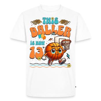 Basket-ball 13e anniversaire Fête d’anniversaire des enfants - T-shirt Premium bio Homme - blanc - Devant - Nico (187cm)