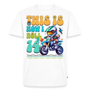14e anniversaire de motocross - T-shirt Premium bio Homme - blanc - Devant - Nico (187cm)