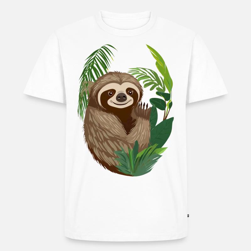 Faultier Illustration - Männer Premium Bio T-Shirt - Weiß