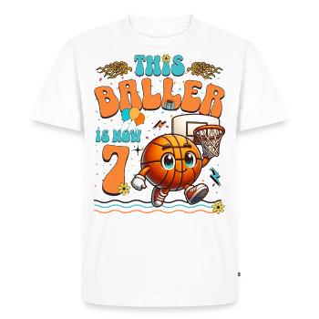 Fête d'anniversaire pour enfants du 7e anniversaire du basket-ball - T-shirt Premium bio Homme - blanc - Devant - Nico (187cm)