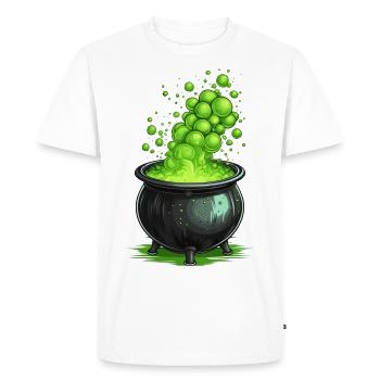 Witch's cauldron with green magic potion - Men's Premium Organic T-Shirt - white - Front - Nico (187cm)