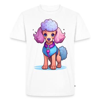 Illustration de caniche en rose et violet - T-shirt Premium bio Homme - blanc - Devant - Nico (187cm)