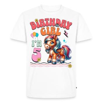 5ème anniversaire fille équitation - T-shirt Premium bio Homme - blanc - Devant - Nico (187cm)