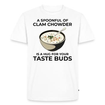 Clam Chowder Shellfish Hilarious Seafood Soup - Men's Premium Organic T-Shirt - white - Front - Nico (187cm)