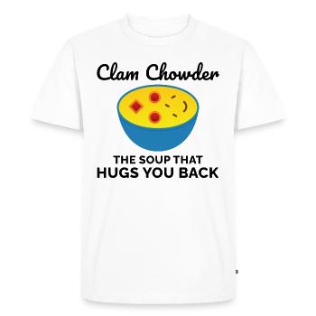 Clam Chowder Shellfish Hilarious Seafood Soup - Men's Premium Organic T-Shirt - white - Front - Nico (187cm)