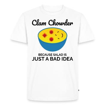Chaudrée de palourdes, crustacés, soupe de fruits de mer hilarante - T-shirt Premium bio Homme - blanc - Devant - Nico (187cm)